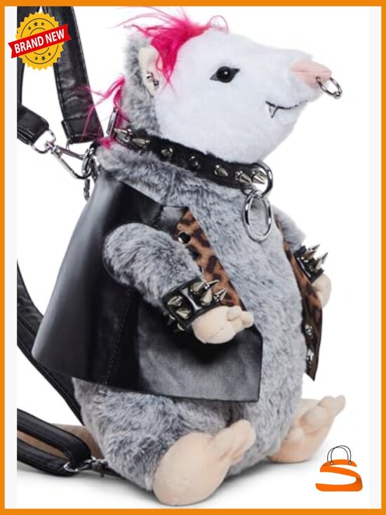 Plush Possum Backpack with Studs & Adjustable Straps main image 7